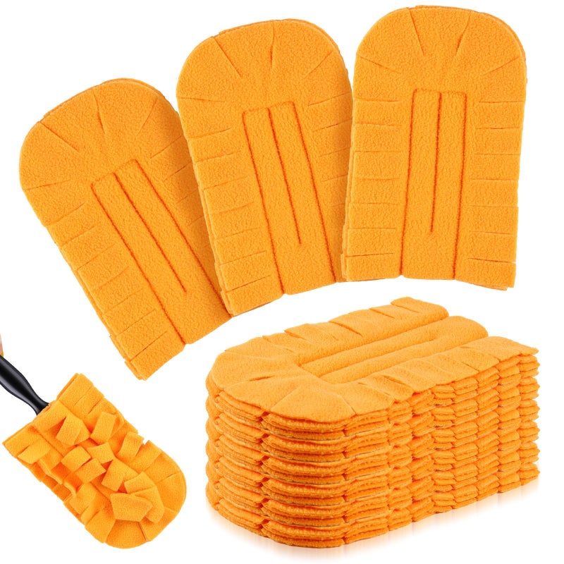 Zubebe 6 Pcs Duster Refill Fleece Duster Refills Cleaning Reusable Washable Pads for Cleaning Ceiling Fan Hardwoods Window Kitchen Floor, Rainbow Colors (Orange) - Image 1